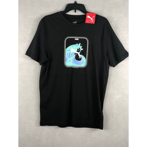 Puma Men's Size Medium Graphic Wave Tee Black T-Shirt NEW - Picture 1 of 7